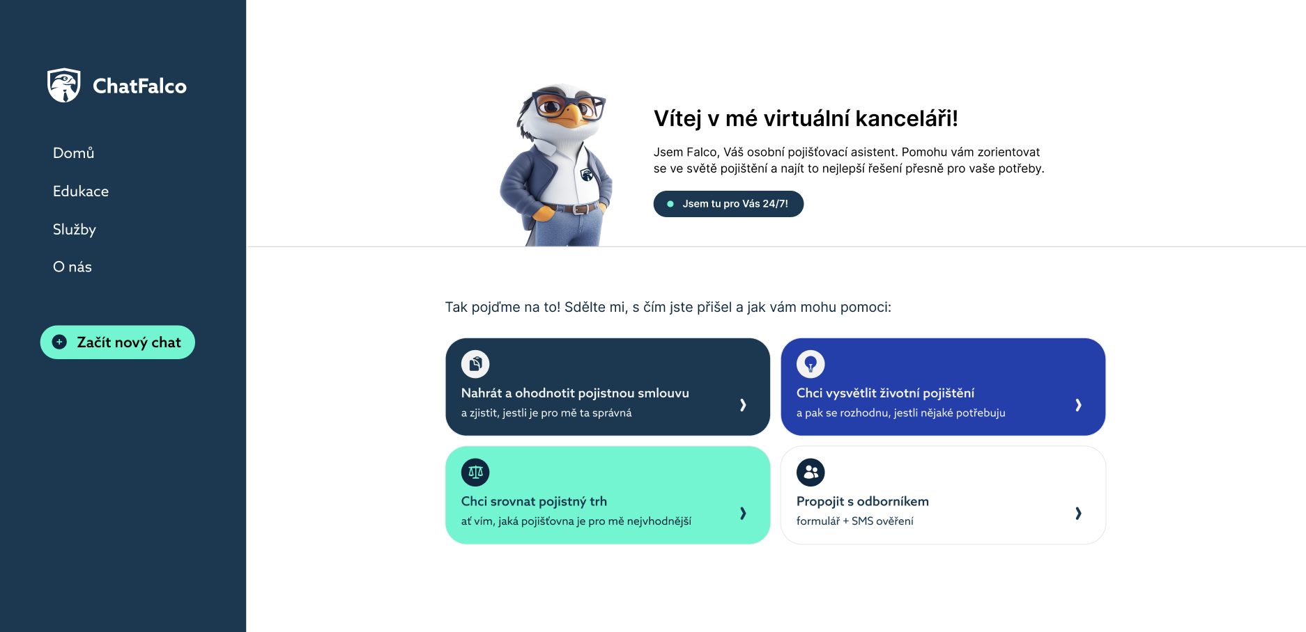 Chatbot Falco — náhled